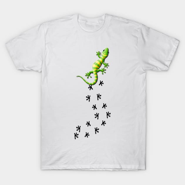 Cute Lizard Reptile With Tracks Climbing Gecko T-Shirt by nakos